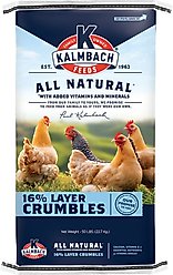 Kalmbach Feeds All Natural 16% Protein Layer Crumbles Chicken Feed, 50-lb bag