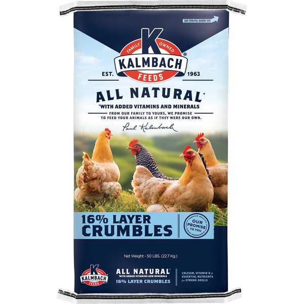 KALMBACH FEEDS All Natural 17% Protein Layer Crumbles Chicken Feed, 50 ...