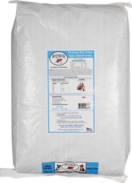 Beaverdam Pet Food Hi-Energy 26/18 Dry Dog Food, 40-lb bag slide 1 of 3
