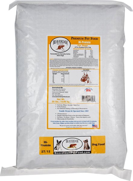 Discontinued - BEAVERDAM PET FOOD Hi-Protein 27/12 Dry Dog Food, 20-lb ...