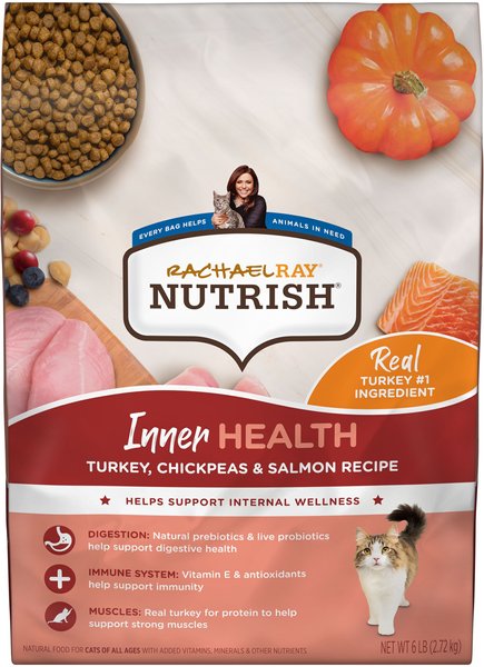 Rachael Ray Nutrish Inner Health Turkey with Chickpeas & Salmon Recipe Dry Cat Food, 6-lb bag slide 1 of 8