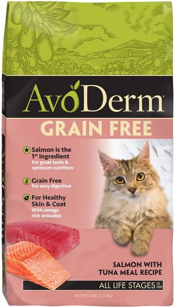 AvoDerm Grain-Free Salmon with Tuna Meal Dry Cat Food, 5-lb bag slide 1 of 6