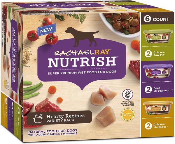 Rachael Ray Nutrish Natural Hearty Recipes Variety Pack Wet Dog Food, 8-oz tub, case of 6 slide 1 of 6