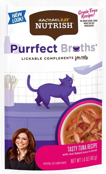 Rachael Ray Nutrish Purrfect Broths All Natural Grain-Free Tasty Tuna Recipe Cat Food Topper, 1.4-oz, case of 24 slide 1 of 7