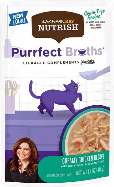 Rachael Ray Nutrish Purrfect Broths All Natural Grain-Free Creamy Chicken Bisque Recipe Cat Food Topper, 1.4-oz, case of 24 slide 1 of 7
