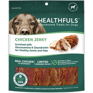 Healthfuls Chicken Jerky with Glucosamine & Chondroitin Dog Treats, 16-oz bag