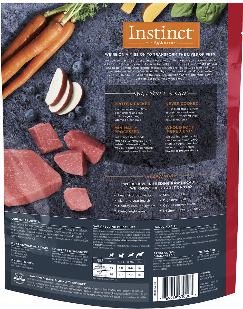 Instinct raw clearance dog food medallions