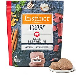 Instinct Frozen Raw Patties Grain-Free Real Beef Recipe Dog Food, 6-lb bag