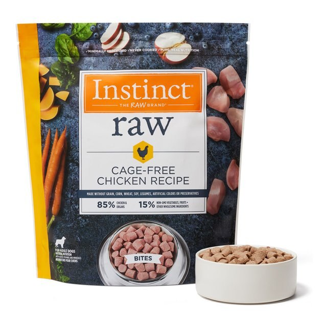 INSTINCT Frozen Raw Bites Grain-Free Cage-Free Chicken Recipe Dog Food ...