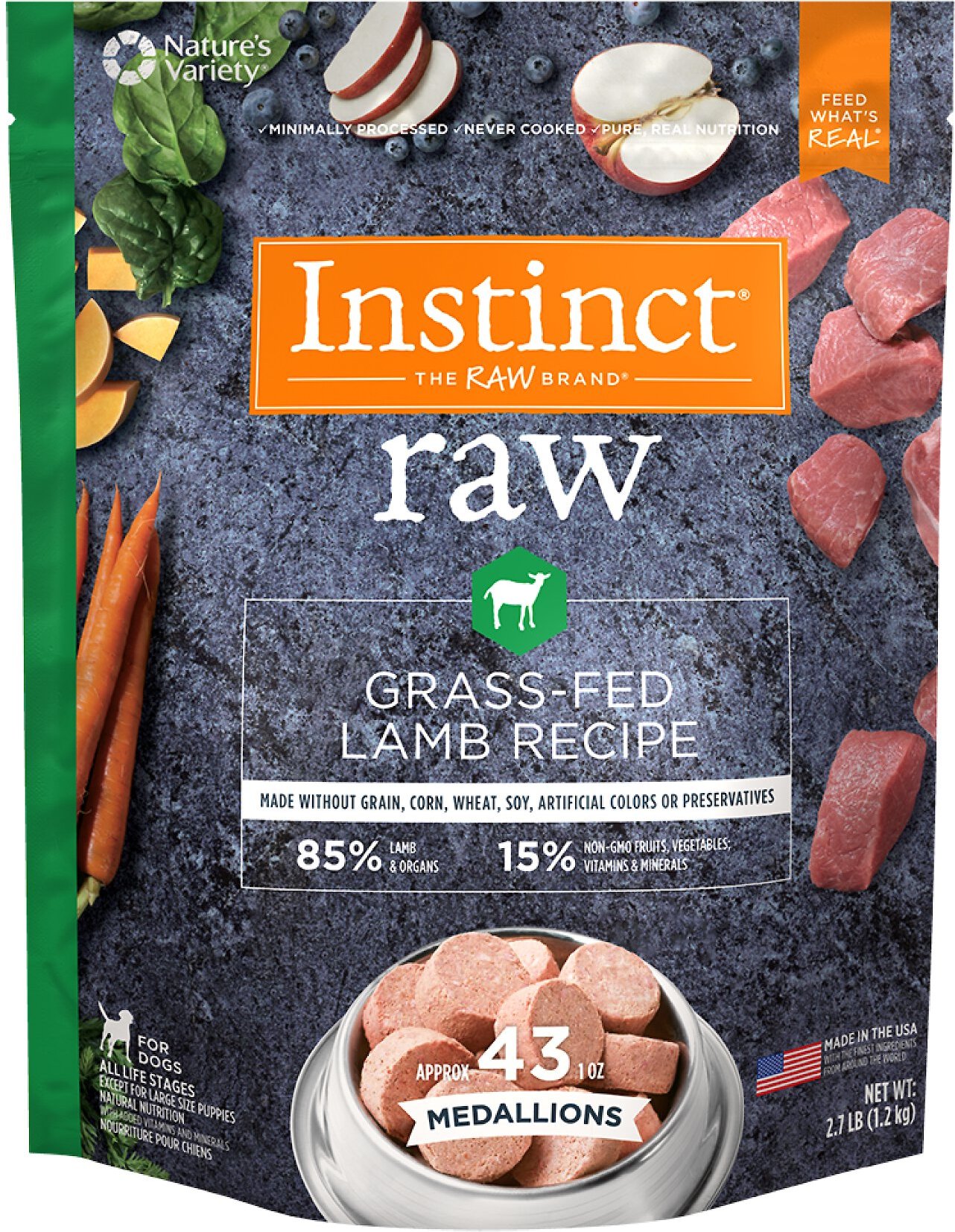 instinct raw lamb medallions