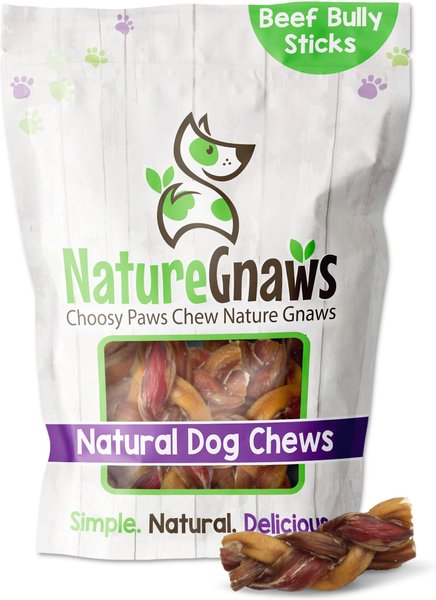 Nature Gnaws Braided Bully Stick Bites 2 - 4" Dog Treats, 15 count slide 1 of 9