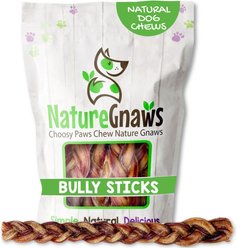 Nature Gnaws Braided Bully Sticks 11 - 12" Dog Treats, 5 count