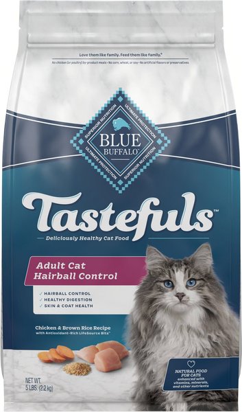Blue Buffalo Tastefuls Hairball Control Natural Chicken & Brown Rice Recipe Adult Dry Cat Food, 5-lb bag slide 1 of 11