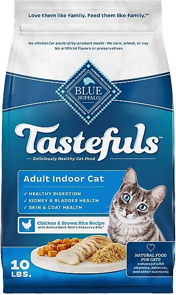 Blue Buffalo Indoor Health Chicken & Brown Rice Recipe Adult Dry Cat Food, 10-lb bag slide 1 of 9