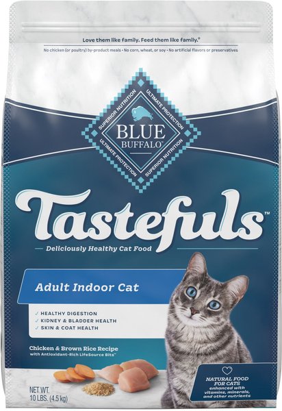 Blue Buffalo Tastefuls Chicken Indoor Natural Adult Dry Cat Food, 10-lb bag slide 1 of 9