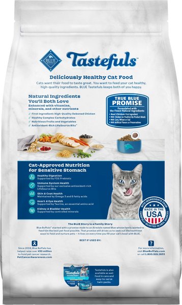 BLUE BUFFALO Tastefuls Chicken Brown Rice Recipe Sensitive Stomach Adult Dry Cat Food 5 lb bag Chewy