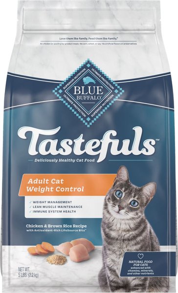 Blue Buffalo Tastefuls Weight Control Natural Chicken  Adult Dry Cat Food, 5-lb bag slide 1 of 9