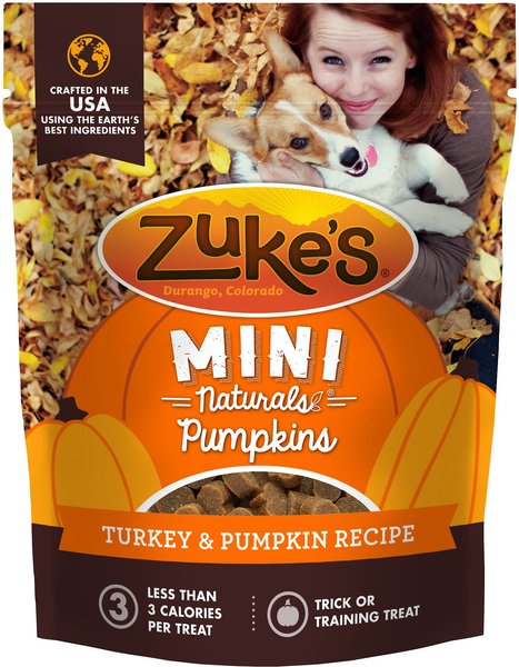 Zuke's Mini Naturals Pumpkins Turkey & Pumpkin Recipe Dog Treats, 5-oz bag slide 1 of 9