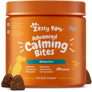 Zesty Paws Advanced Calming Bites Turkey Flavored Soft Chews Calming Supplement for Dogs, 90 count