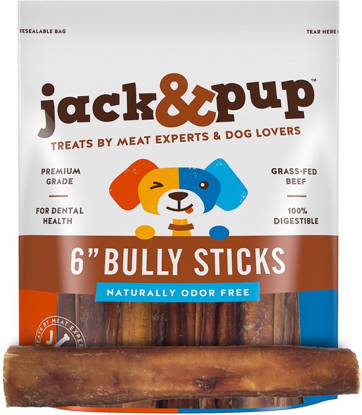 Jack & Pup Thick Bully Stick 6" Dog Treats, 5 count slide 1 of 8