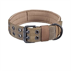 OneTigris Nylon Military Dog Collar, Coyote Brown, Medium: 14.6 to 17.7-in neck, 1.5-in wide