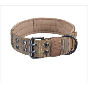 OneTigris Nylon Military Dog Collar, Coyote Brown, Large: 17.7 to 20.9-in neck, 1.5-in wide