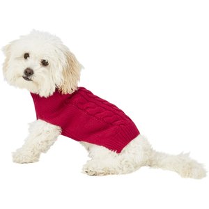 Frisco Dog & Cat Cable Knitted Sweater, Red, X-Small