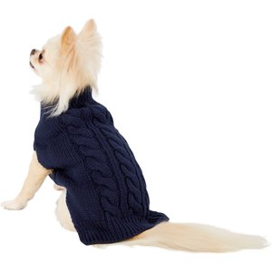 Frisco Dog & Cat Cable Knitted Sweater, Navy, X-Small