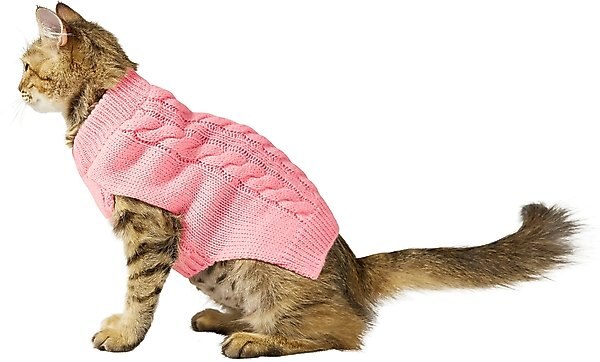 Frisco Dog & Cat Cable Knitted Sweater, Light Pink, X-Small slide 1 of 9