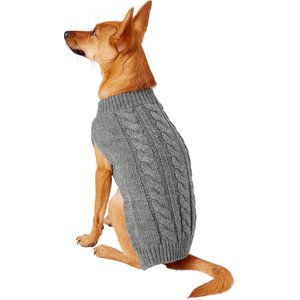 Frisco Dog & Cat Cable Knitted Sweater, Gray, Small