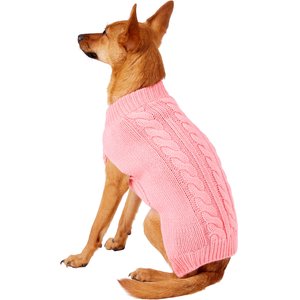 Frisco Dog & Cat Cable Knitted Sweater, Light Pink, Small