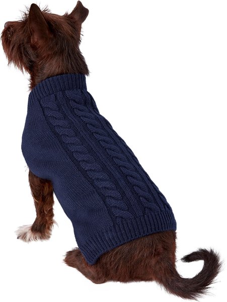 Frisco Dog & Cat Cable Knitted Sweater, Navy, Medium slide 1 of 6