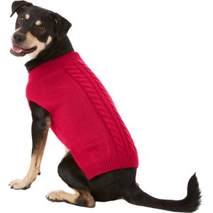 Frisco Dog & Cat Cable Knitted Sweater, Red, Large