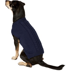 Frisco Dog & Cat Cable Knitted Sweater, Navy, Large