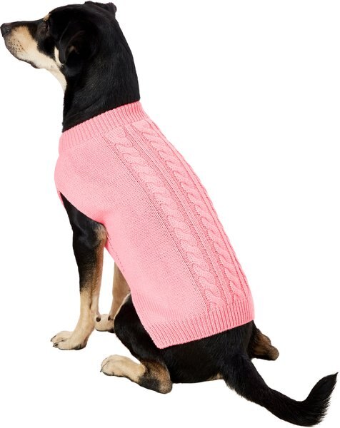Frisco Dog & Cat Cable Knitted Sweater, Light Pink, Large slide 1 of 8