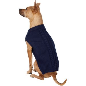 Frisco Dog & Cat Cable Knitted Sweater, Navy, X-Large