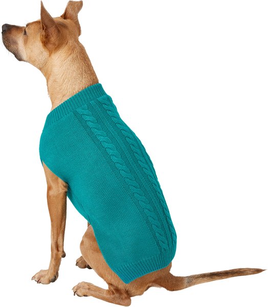 Frisco Dog & Cat Cable Knitted Sweater, Teal, X-Large slide 1 of 8