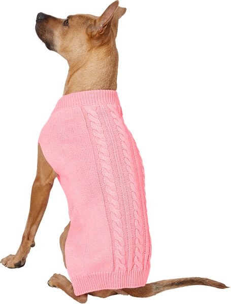 Frisco Dog & Cat Cable Knitted Sweater, Light Pink, X-Large slide 1 of 6