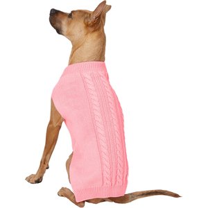 Frisco Dog & Cat Cable Knitted Sweater, Light Pink, X-Large