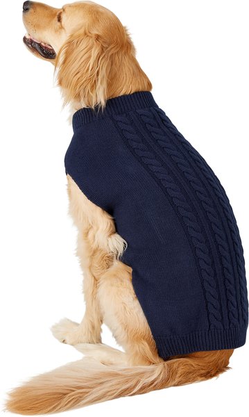 Frisco Dog & Cat Cable Knitted Sweater, Navy, XX-Large slide 1 of 8