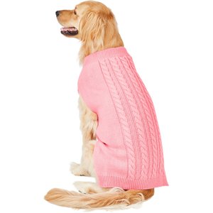 Frisco Dog & Cat Cable Knitted Sweater, Light Pink, XX-Large