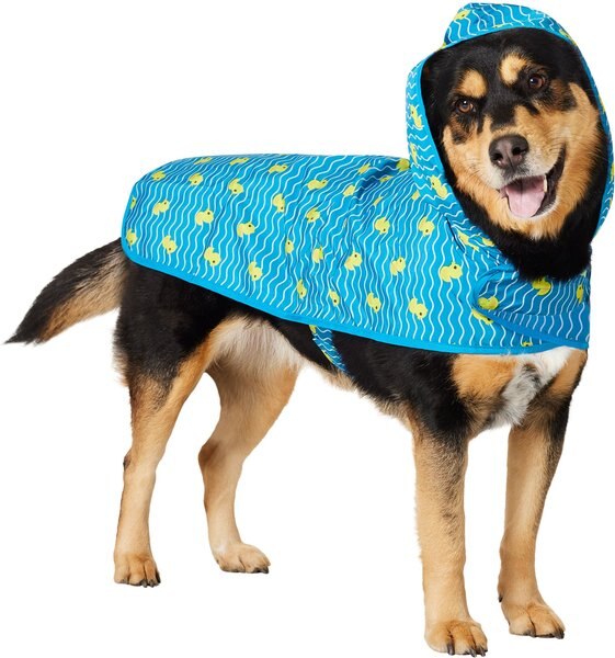 FRISCO Lightweight Rubber Ducky Dog Raincoat, Blue, XXLarge