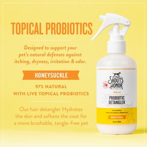 Skout's Honor Probiotic Honeysuckle Daily Use Pet Detangler, 8-oz bottle