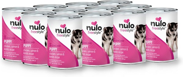 Nulo Freestyle Chicken, Salmon & Lentils Recipe Grain-Free Puppy Canned Dog Food, 13-oz, case of 12 slide 1 of 3
