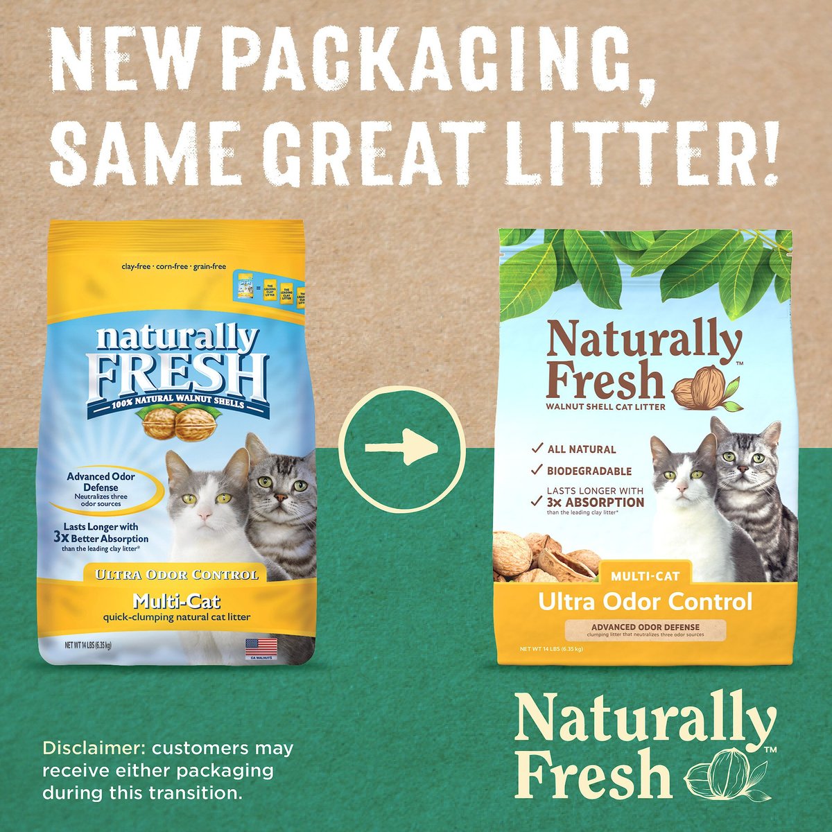 NATURALLY FRESH MultiCat Fresh Unscented Clumping Walnut Cat Litter