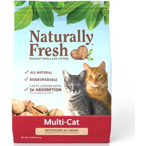 Naturally Fresh Multi-Cat Unscented Clumping Walnut Cat Litter, 14-lb bag