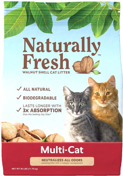 Naturally Fresh Multi-Cat Unscented Clumping Walnut Cat Litter, 26-lb bag slide 1 of 9