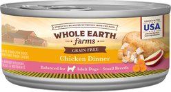 Whole Earth Farms Small Breed Chicken Dinner Grain-Free Canned Dog Food, 3-oz, case of 24