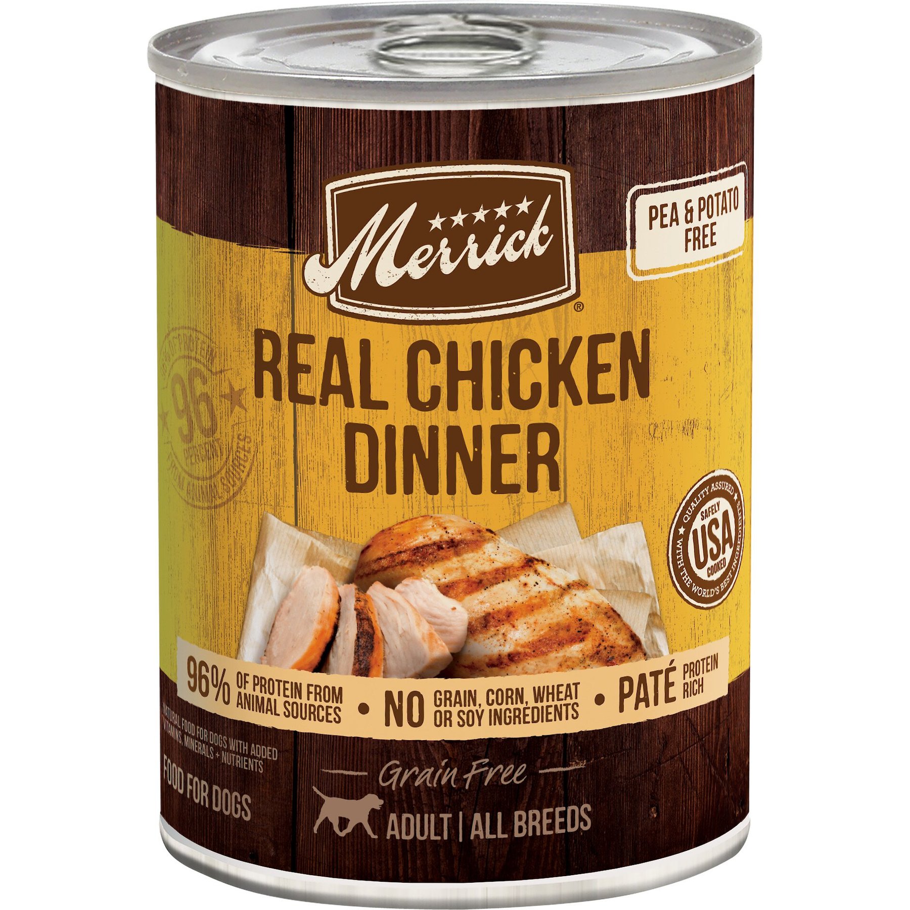 MERRICK Grain-Free Wet Dog Food Real Chicken Recipe, 12.7-oz can, case ...