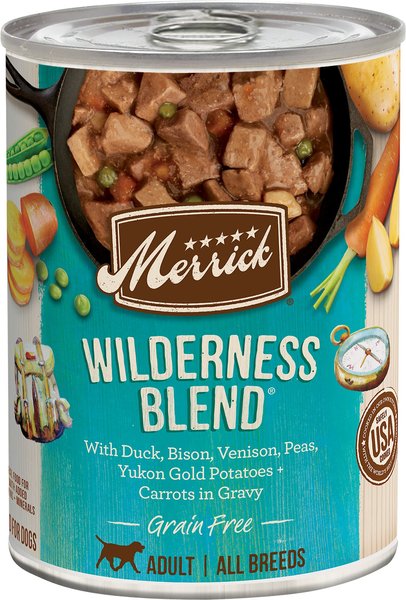 Merrick Grain-Free Wet Dog Food Wilderness Blend, 12.7-oz can, case of 12 slide 1 of 9